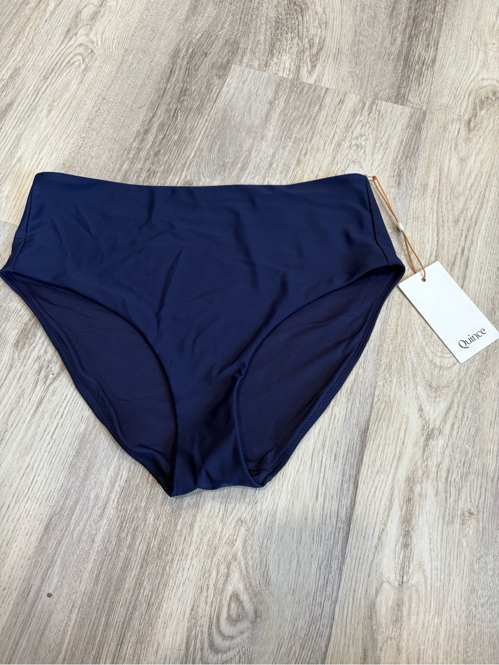 New Quince Navy Blue Italian High-Waist Bikini Bottom S Minimal Full Coverage